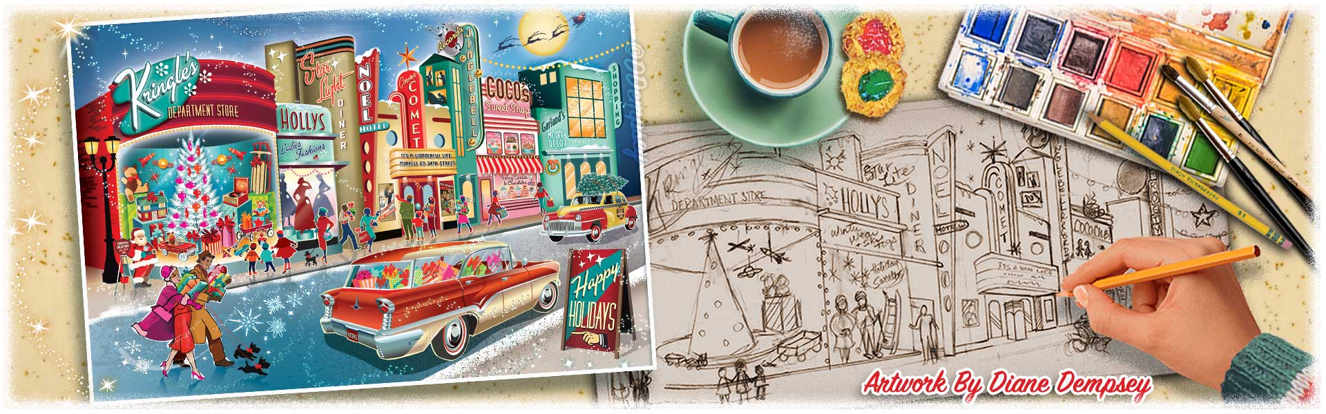 2026 Retro Christmas Cards by artist Diane Dempsey